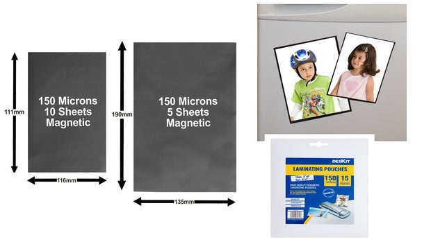 Laminating Pouches Photo Sized (Gloss) 150 Microns Pack of 15 – Magnetic