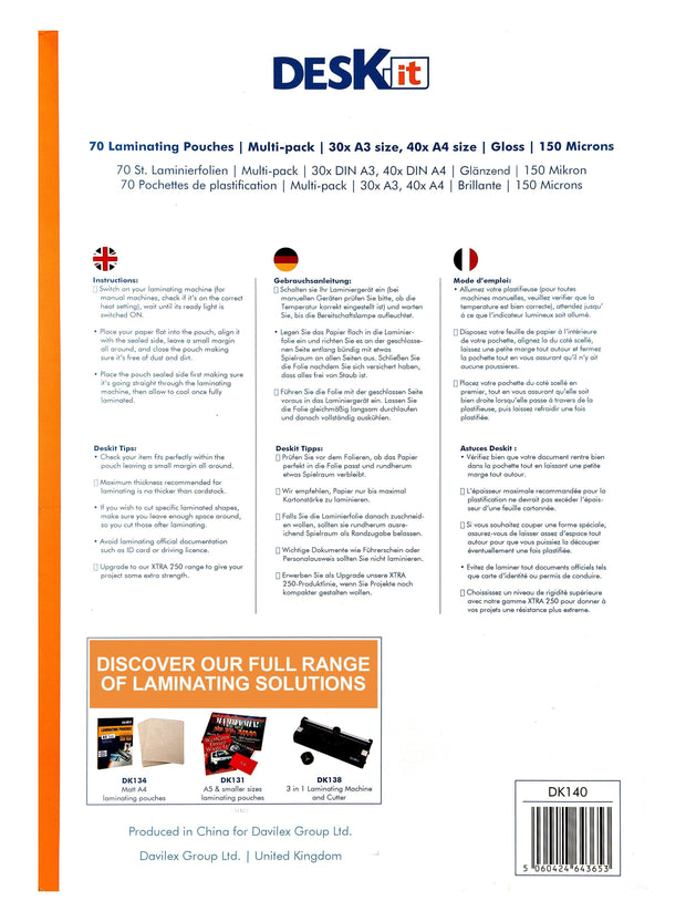 LAMINATING POUCHES INSTRUCTIONS | DESKIT