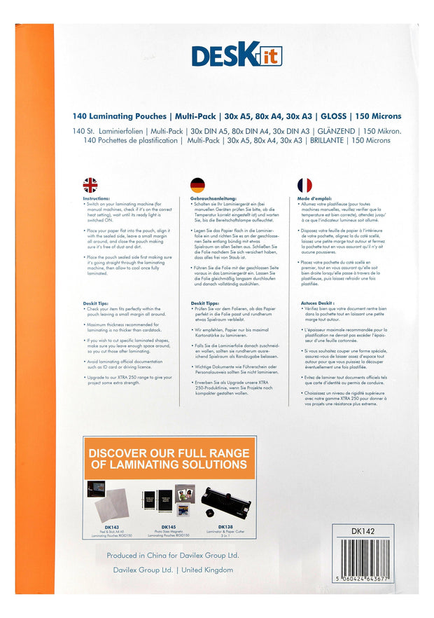 A4 A5 A6 LAMINATING POUCHES INSTRUCTIONS | DESKIT