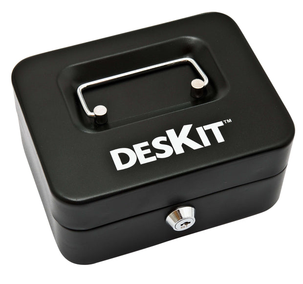 Small 6" Cash Box With 2 Keys For Petty Cash Black | DESKITSHOP