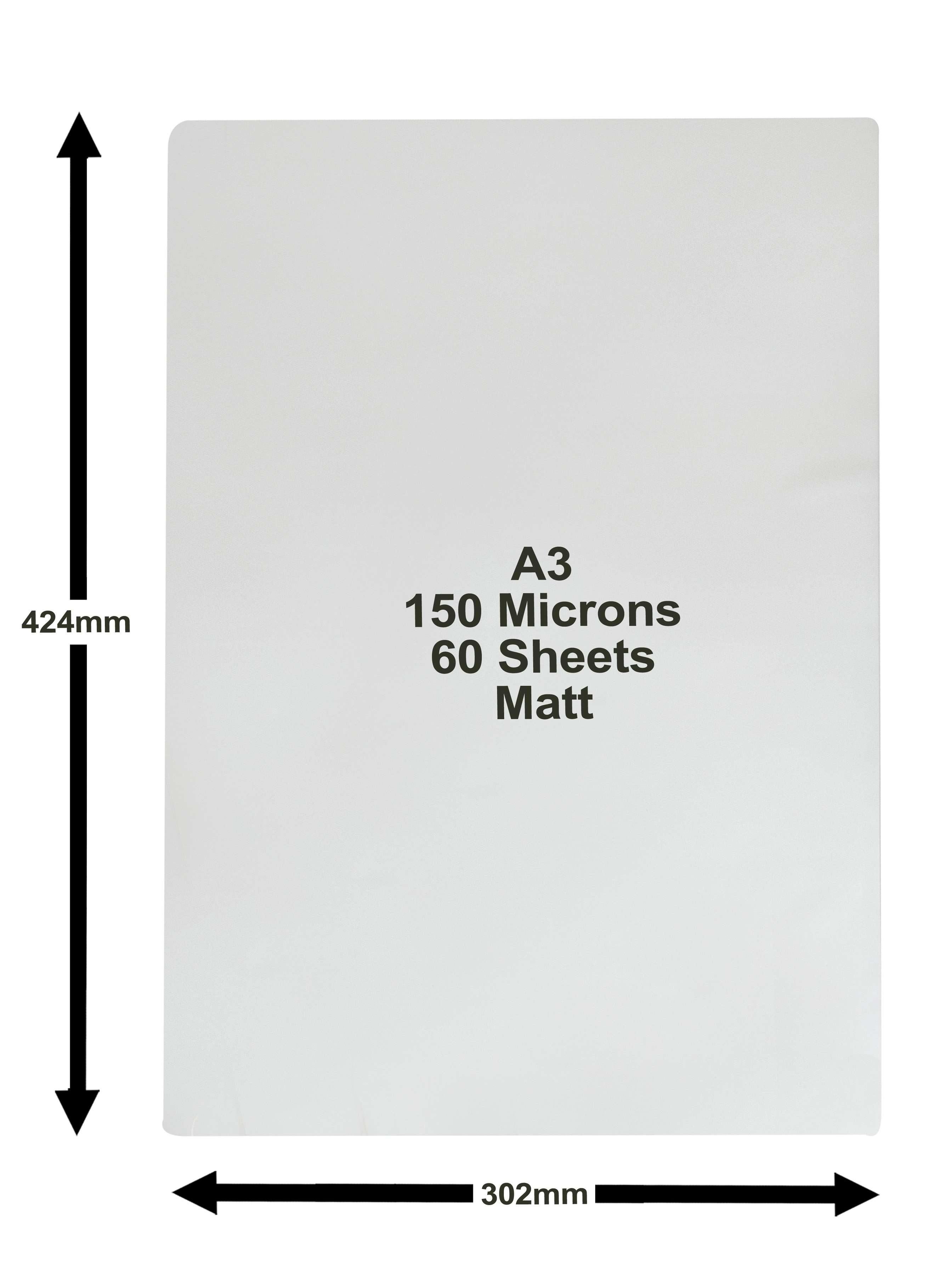 A3 Laminierbeutel Mit Matt-Finish – 150 Mikrometer, Perfekt Für Beleuchtete Bereiche