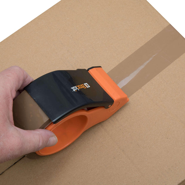 Brackit Brown Packing Tape with Compact Dispenser, 48mm x 66m, Pack of 6 Rolls - Deskit