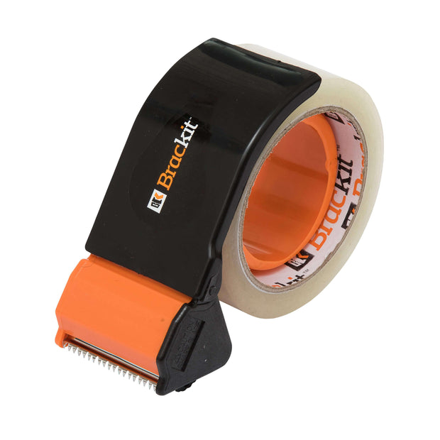 Clear Packing Tape with Compact Dispenser, 48mm x 66m, Pack of 6 Rolls - Deskit