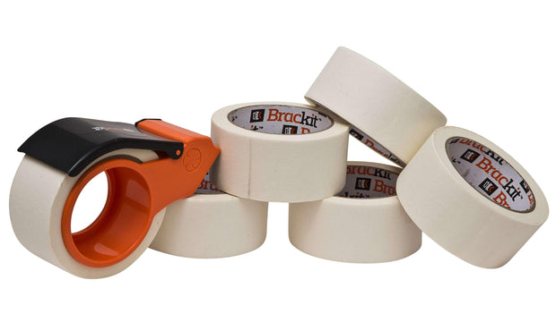 Brackit Masking Tape with Compact Dispenser, 48mm x 30M, Pack of 6 Rolls - Deskit