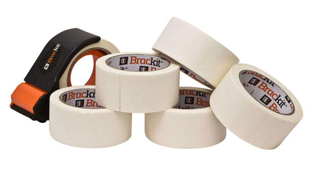 Brackit Masking Tape with Compact Dispenser, 48mm x 30M, Pack of 6 Rolls - Deskit