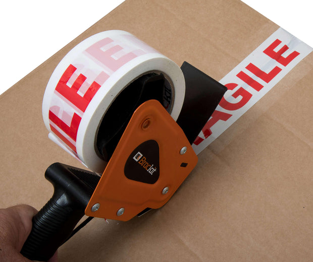Fragile Packaging Tape with Dispenser, 48mm x 66m, Pack of 6 Rolls - Deskit