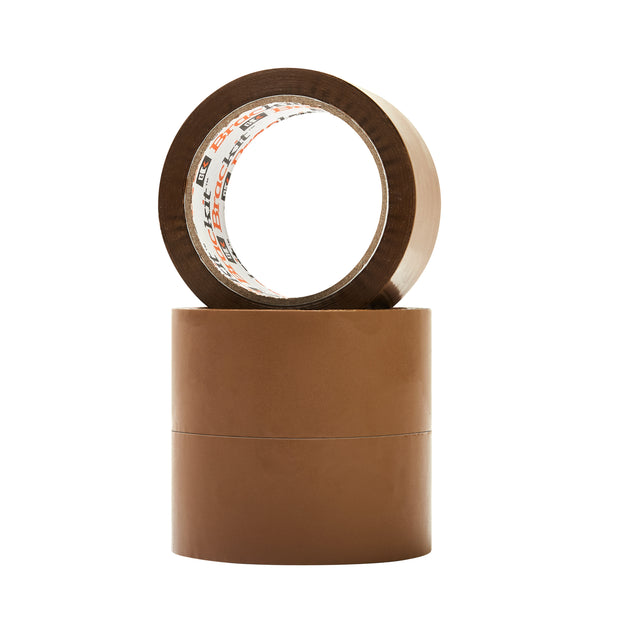 Brown Packing Tape - 48mm x 50m - Pack of 3 Rolls (Extra Thick)
