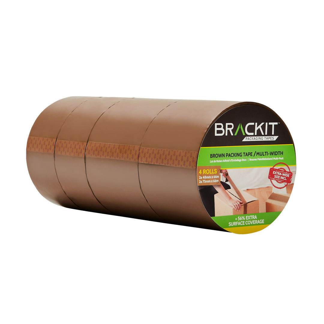 Brown Packing Tape - Multi-width  2 X 48mm And 2 X 75mm  Pack Of 4 Rolls 66m - View #2