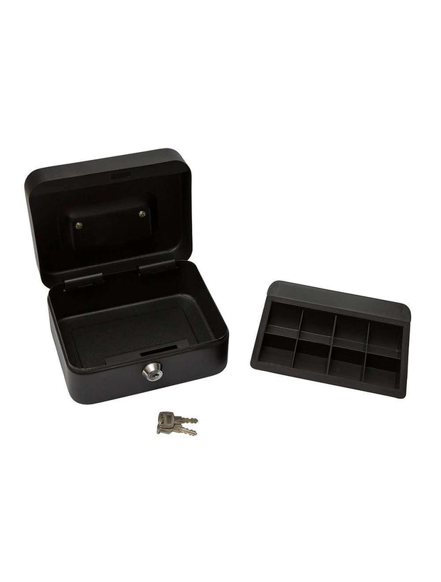 Small 6" Cash Box With 2 Keys For Petty Cash Black | DESKITSHOP