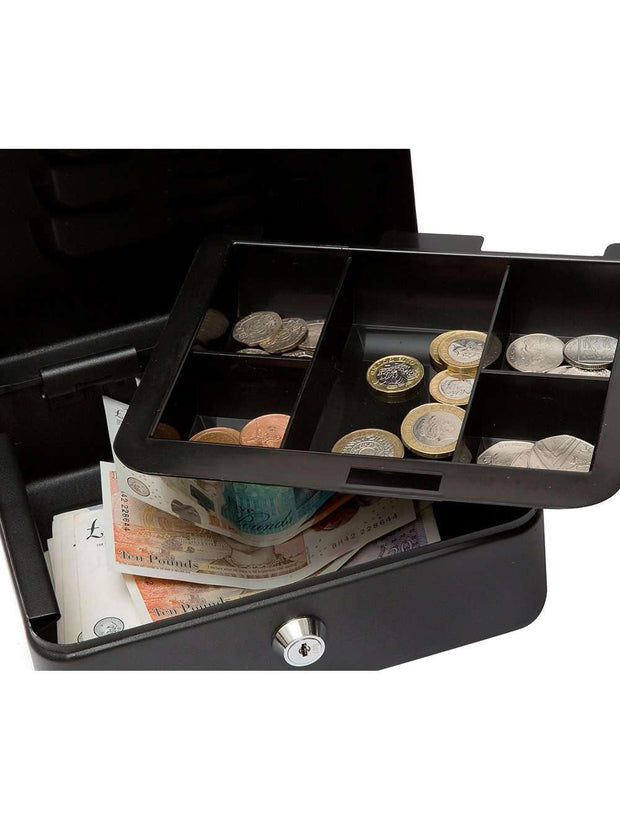 DESKit 8" Cash Box with cash tray and 2 keys for petty cash